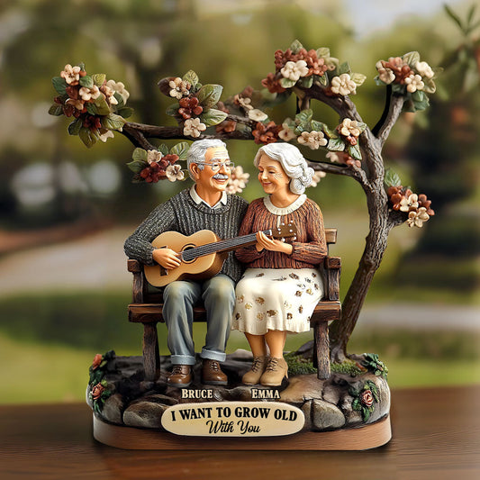 I Want To Grow Old With You - Personalized Couple Custom Shaped Acrylic Plaque