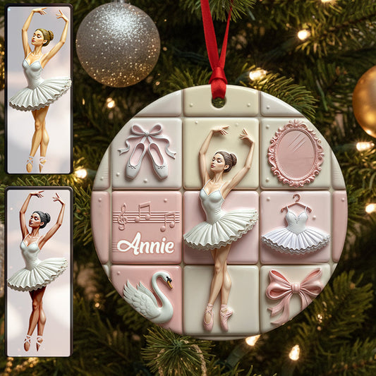 Amour du ballet - Ornement rond en céramique personnalisé sur le thème du ballet