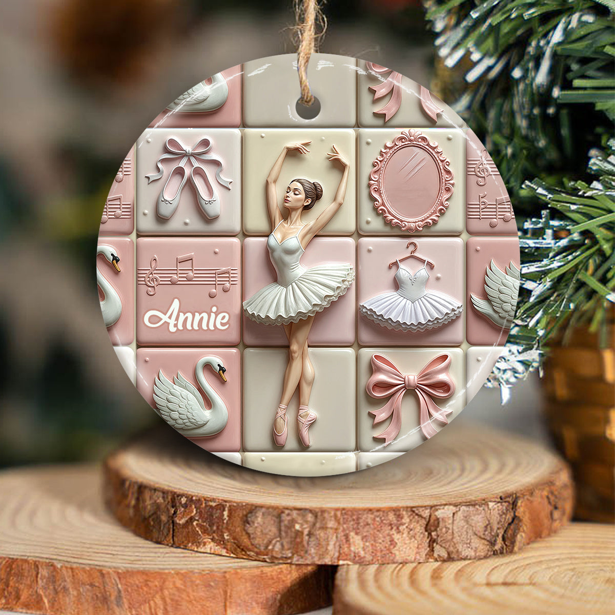 Amour du ballet - Ornement rond en céramique personnalisé sur le thème du ballet