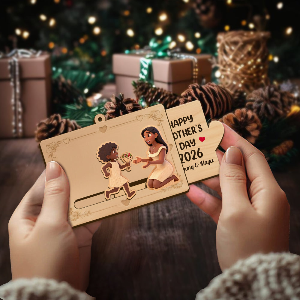 Botschaft für Mama – Personalisierte Schiebe-Weihnachtsbaumkugel für Mama