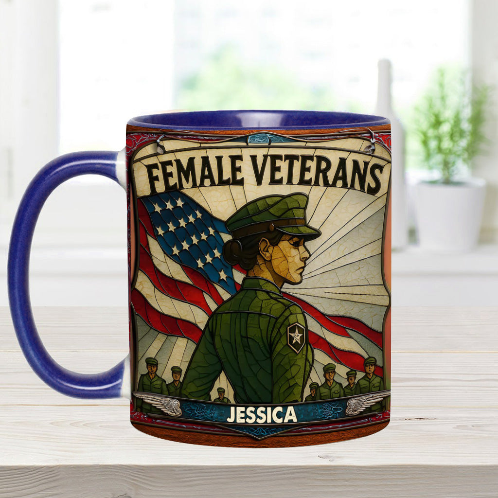 The Female Veteran - Personalized Veteran Accent Mug