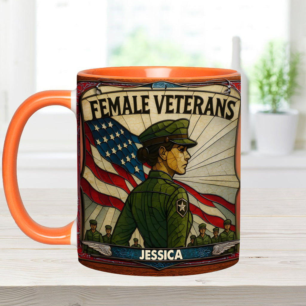 The Female Veteran - Personalized Veteran Accent Mug