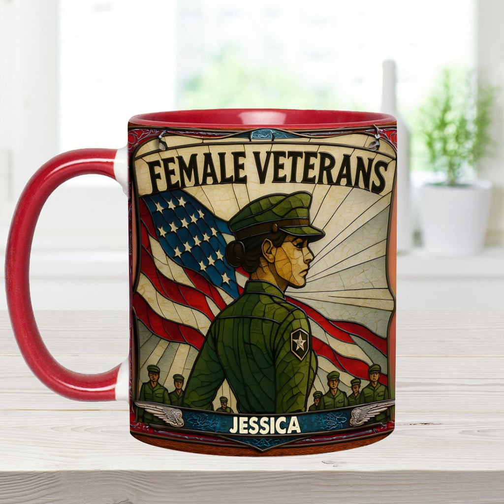 The Female Veteran - Personalized Veteran Accent Mug