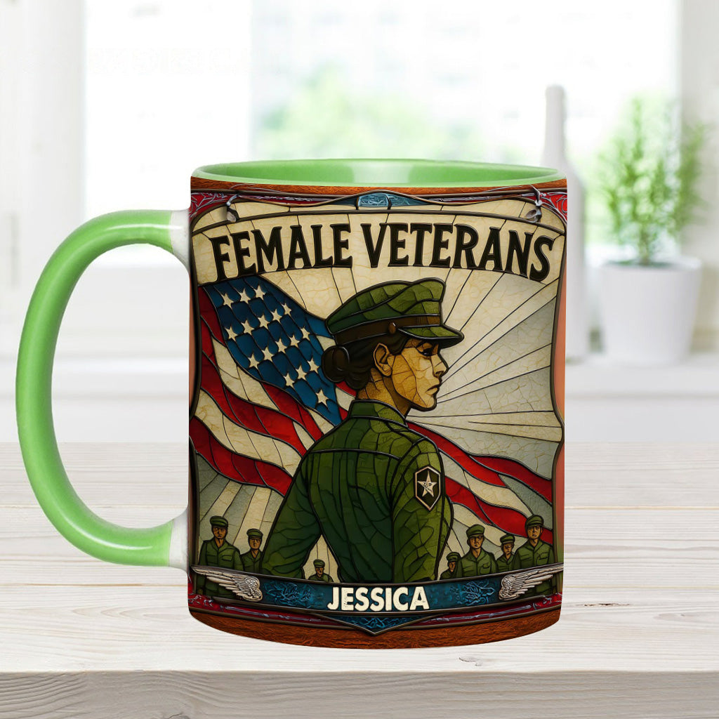 The Female Veteran - Personalized Veteran Accent Mug