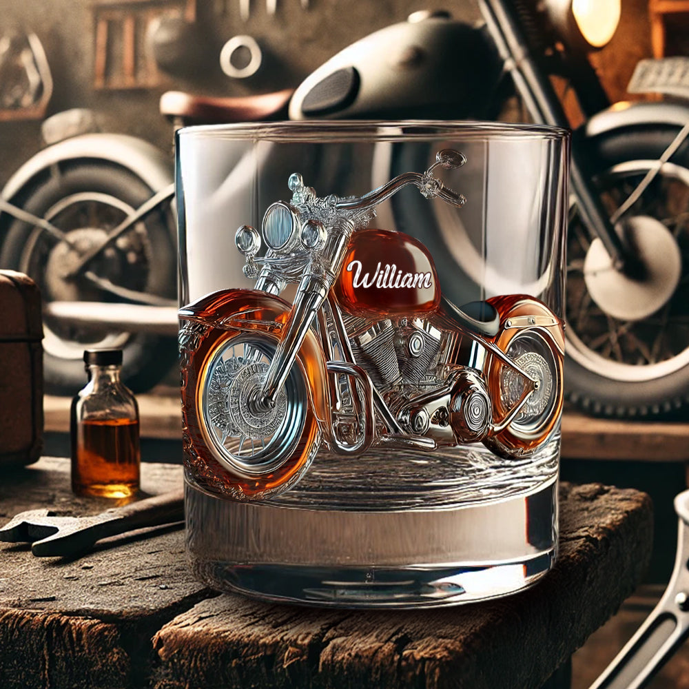 Motorradliebe – Personalisiertes Whiskyglas für Biker