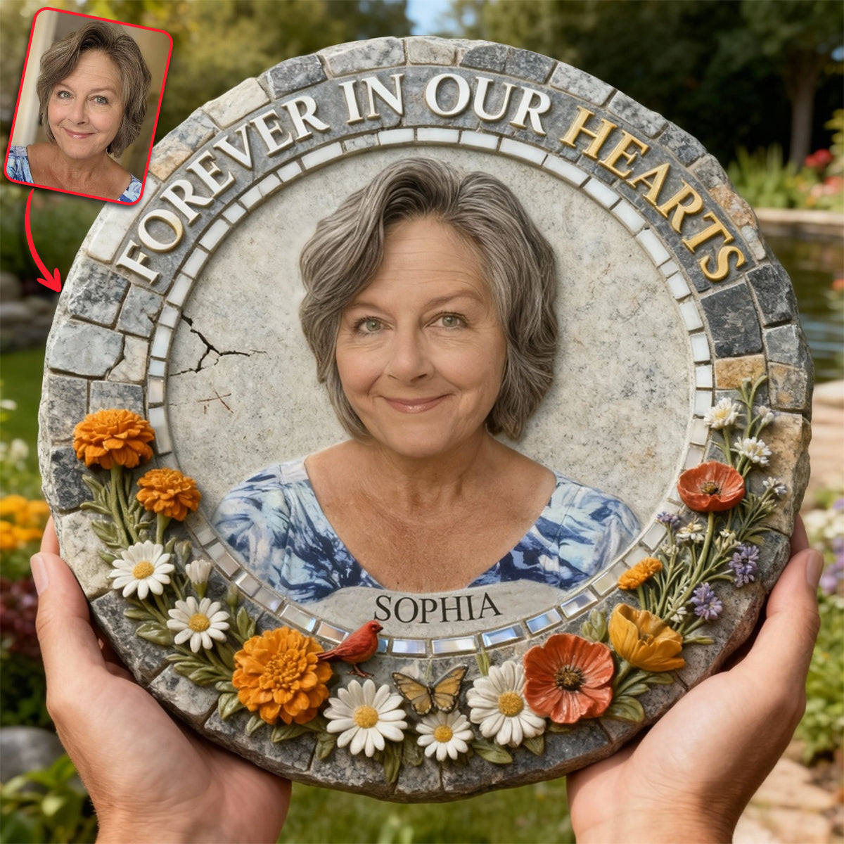 Forever In Our Hearts - Personalized Memorial Round Shaped Stone