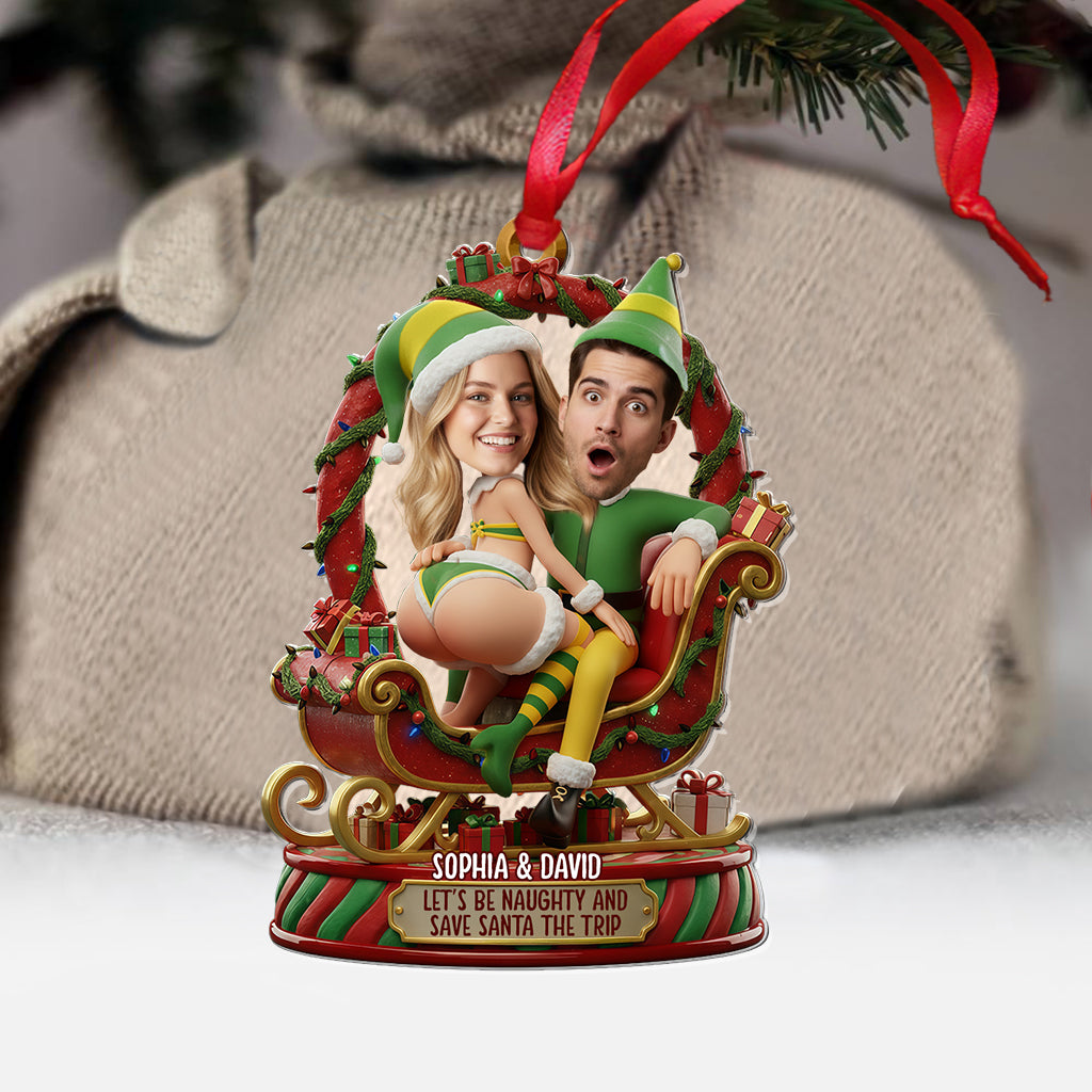 Funny Elf - Personalized Couple Transparent Ornament
