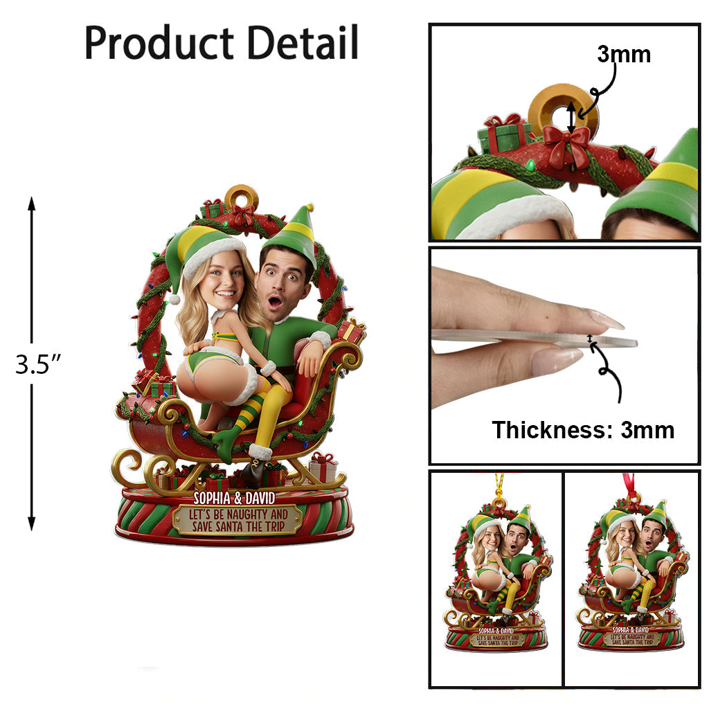 Funny Elf - Personalized Couple Transparent Ornament