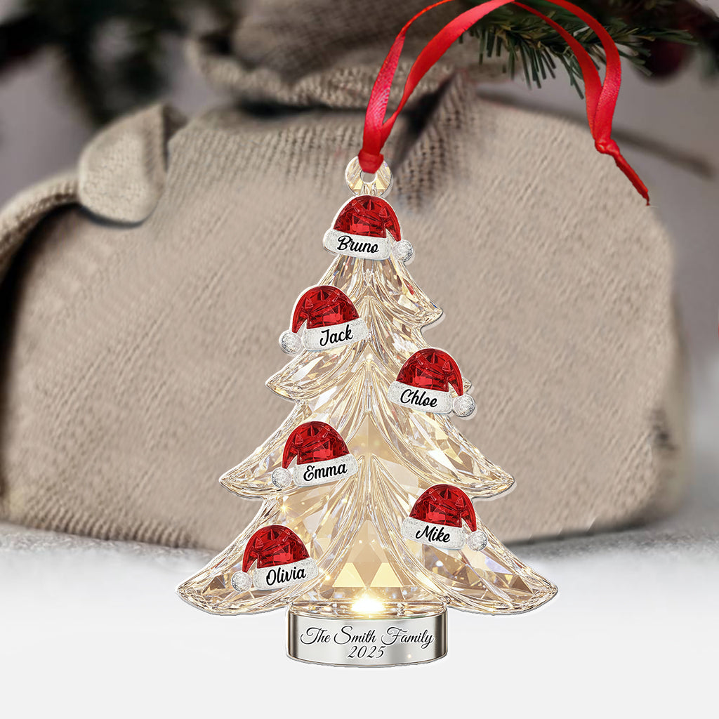 Joyeux Noël à la famille - Ornement transparent personnalisé pour la famille