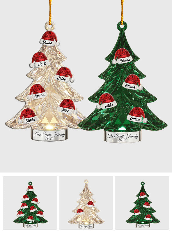 Joyeux Noël à la famille - Ornement transparent personnalisé pour la famille