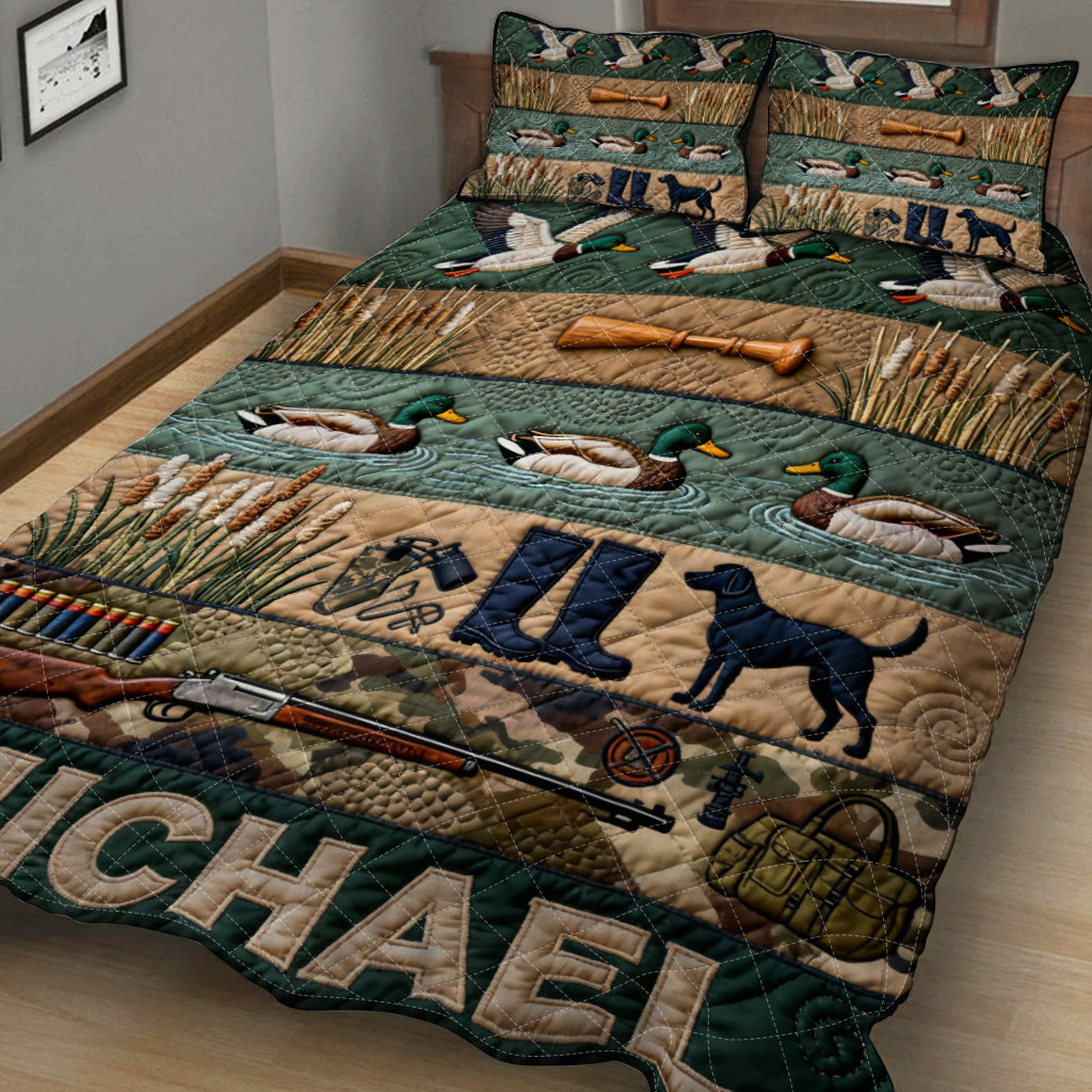 Entenjagdsaison – Personalisiertes Jagd-Quilt-Set