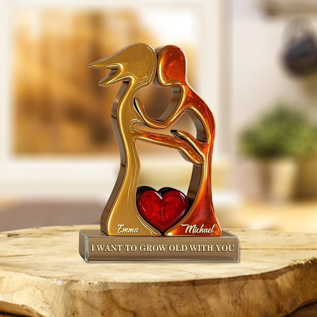 I Want to Grow Old With You - Personalized Couple Custom Shaped Acrylic Plaque
