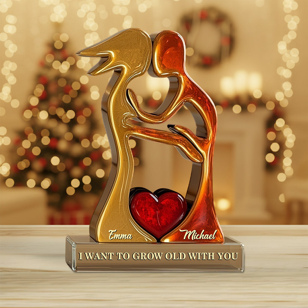 I Want to Grow Old With You - Personalized Couple Custom Shaped Acrylic Plaque