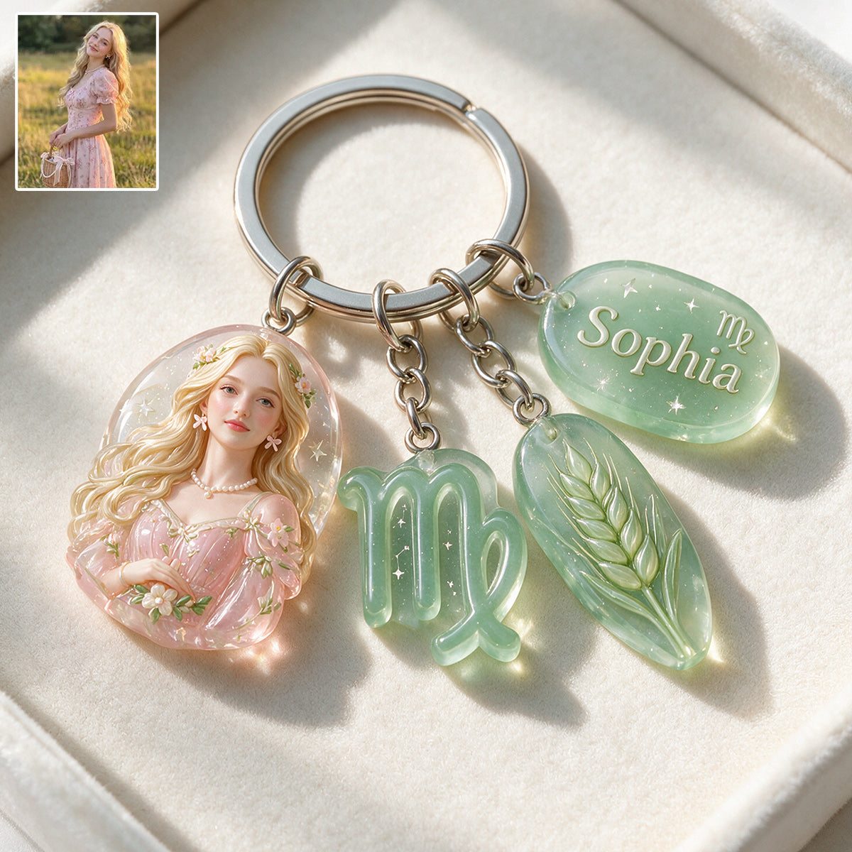 Personalisierter Sternzeichen-Schlüsselanhänger - Premium Schlüsselanhänger mit Charms
