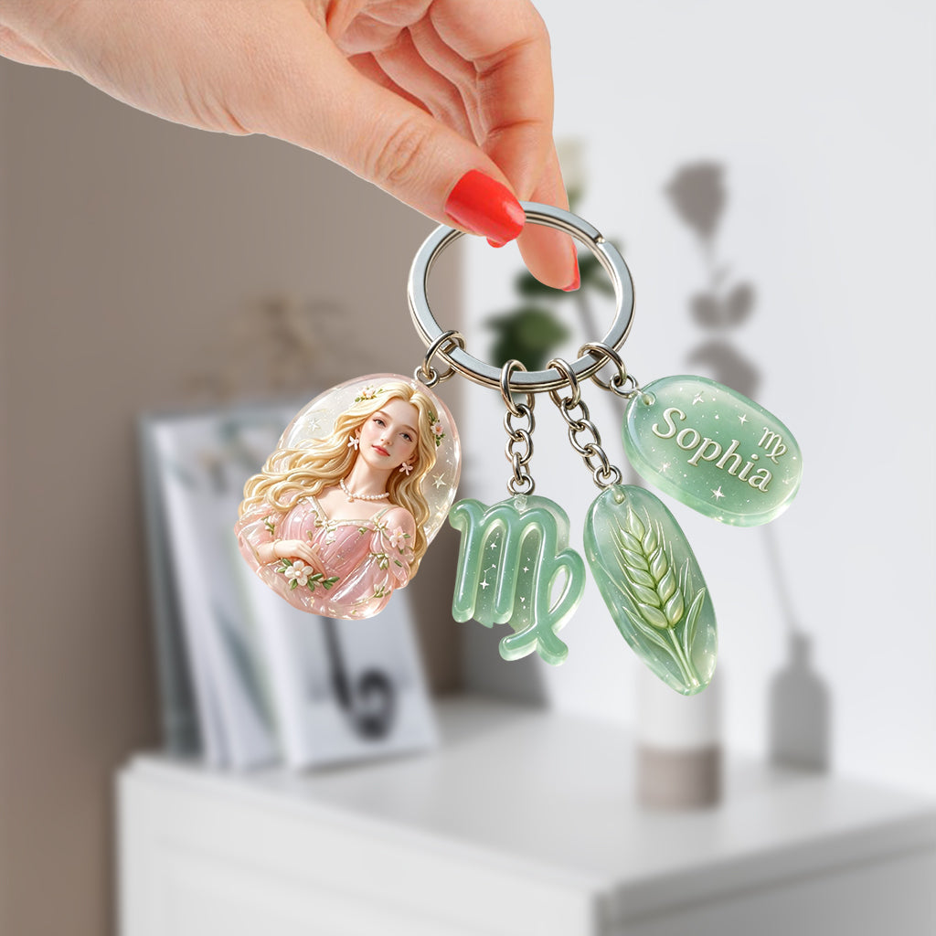 Personalisierter Sternzeichen-Schlüsselanhänger - Premium Schlüsselanhänger mit Charms