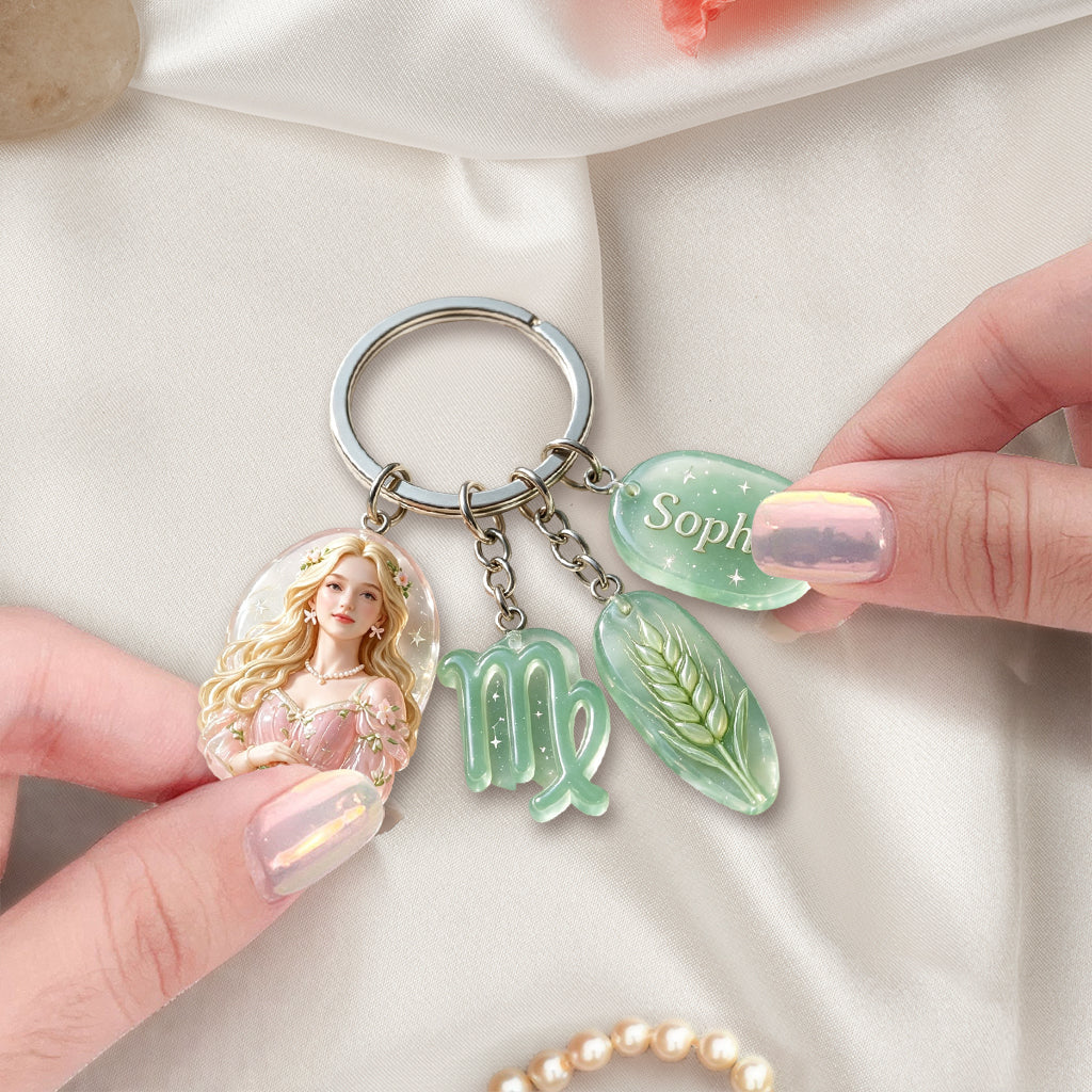 Personalisierter Sternzeichen-Schlüsselanhänger - Premium Schlüsselanhänger mit Charms