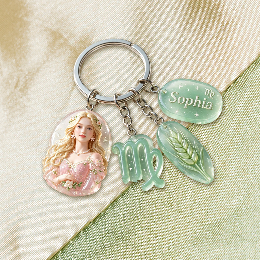 Personalisierter Sternzeichen-Schlüsselanhänger - Premium Schlüsselanhänger mit Charms