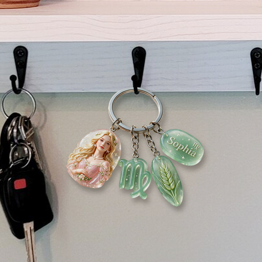 Personalisierter Sternzeichen-Schlüsselanhänger - Premium Schlüsselanhänger mit Charms
