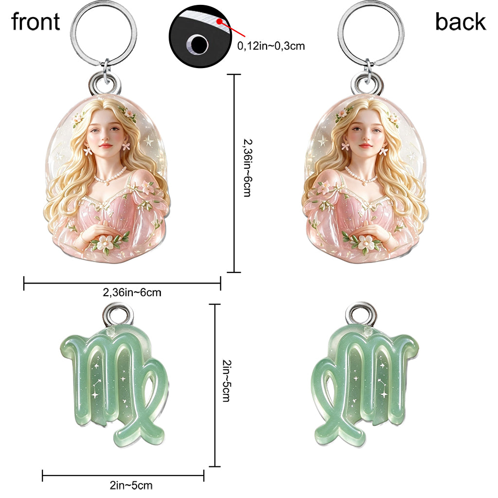 Personalisierter Sternzeichen-Schlüsselanhänger - Premium Schlüsselanhänger mit Charms