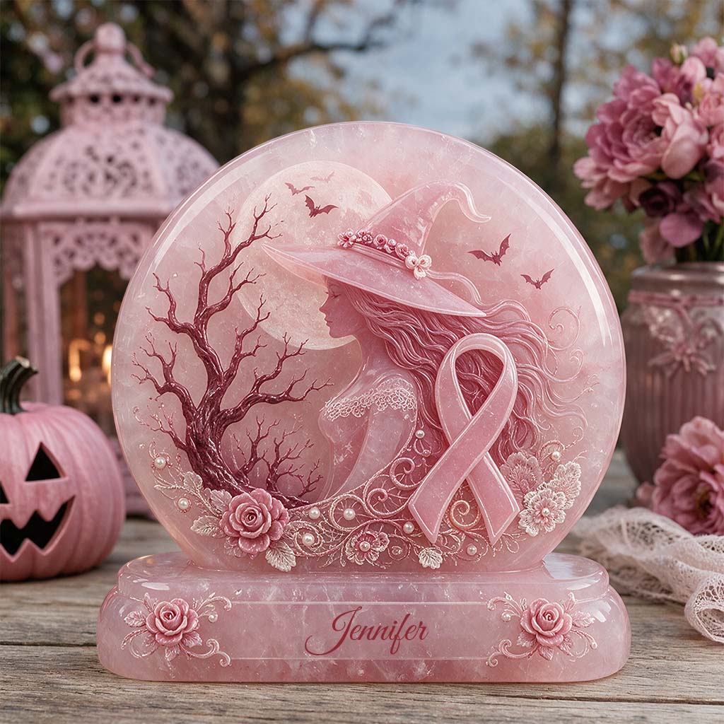 La seule magie de la sorcière rose est de bannir le cancer du sein - Plaque acrylique personnalisée imprimée des deux côtés