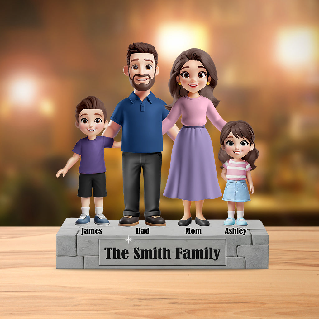 Ich liebe meine Familie – Personalisierte Acrylplakette in individueller Familienform