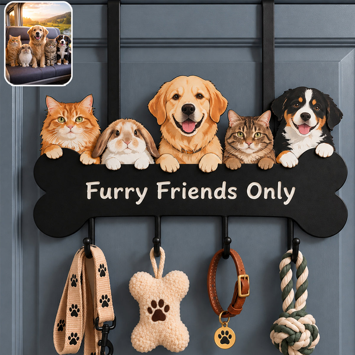 Furry Friends Only - Personalized Dog Metal Door Hooks