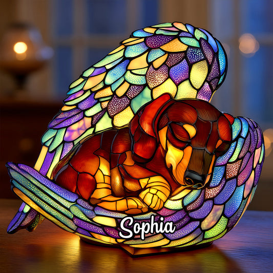 Schlafender Dackel – Personalisierte Dackel-LED-Nachtleuchte aus Acryl