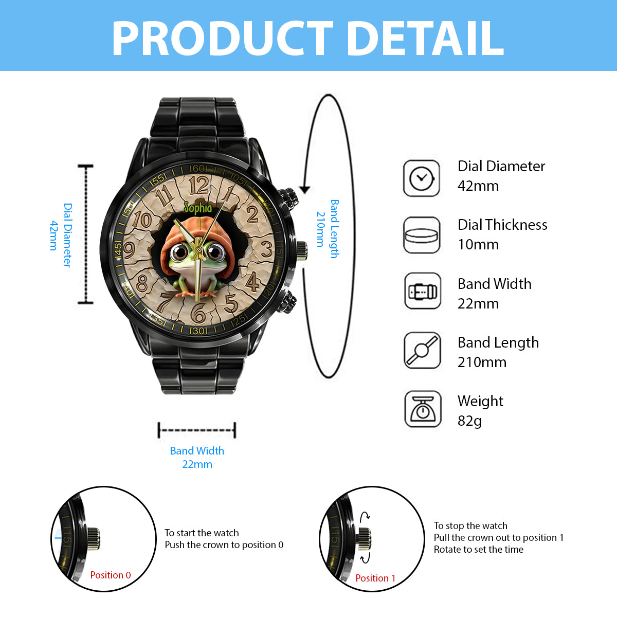 Love Frog – Personalisierte Frosch-Handuhr