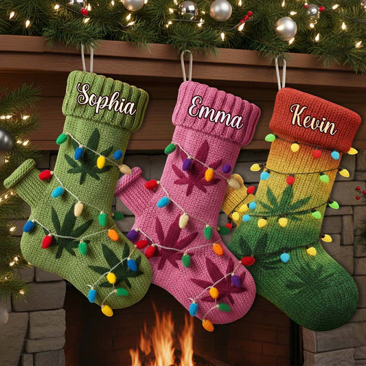 Frohe Weihnachten – personalisierter Weihnachtsstrumpf in Form von Cannabis