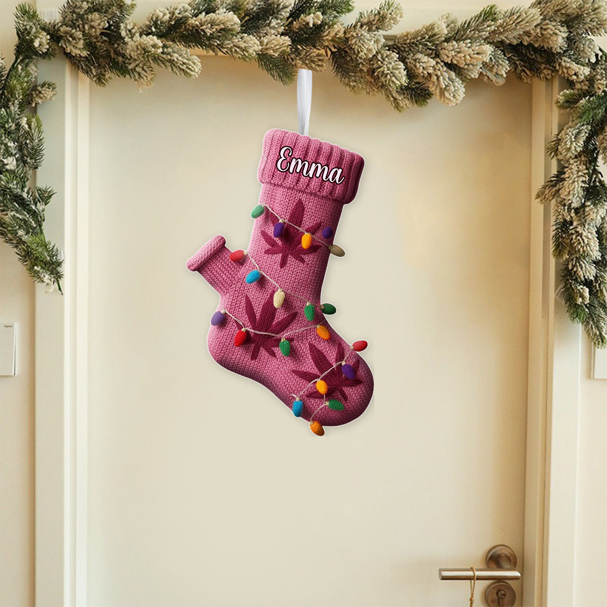 Joyeux Noël - Chaussette de Noël personnalisée en forme de mauvaise herbe