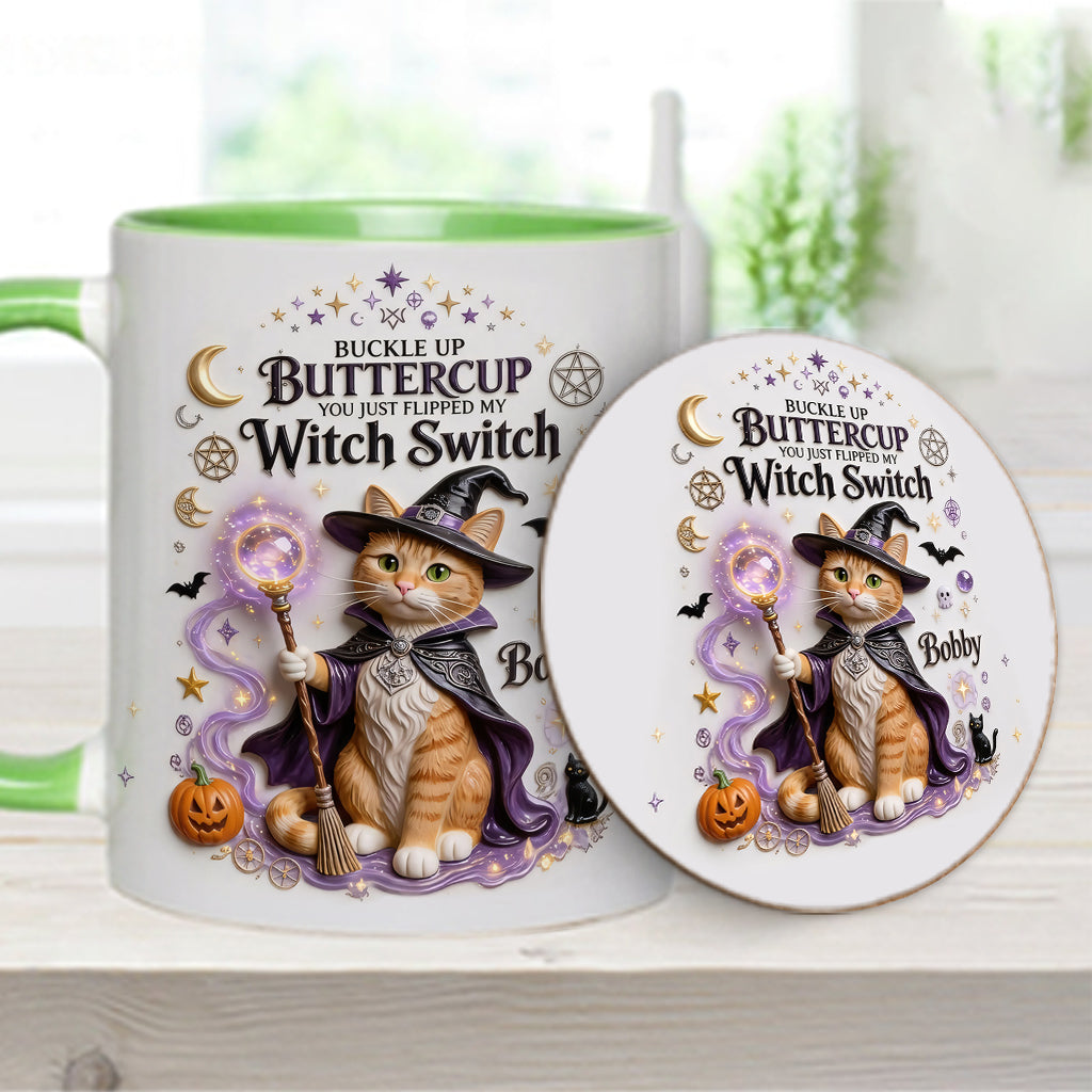 Cat Witch - Personalized Cat Accent Mug & Coaster