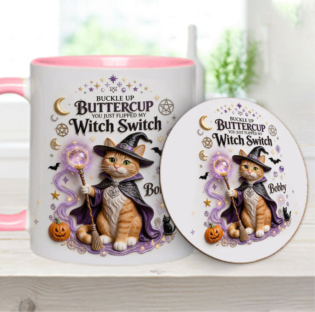 Cat Witch - Personalized Cat Accent Mug & Coaster
