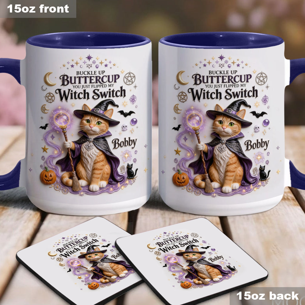 Cat Witch - Personalized Cat Accent Mug & Coaster
