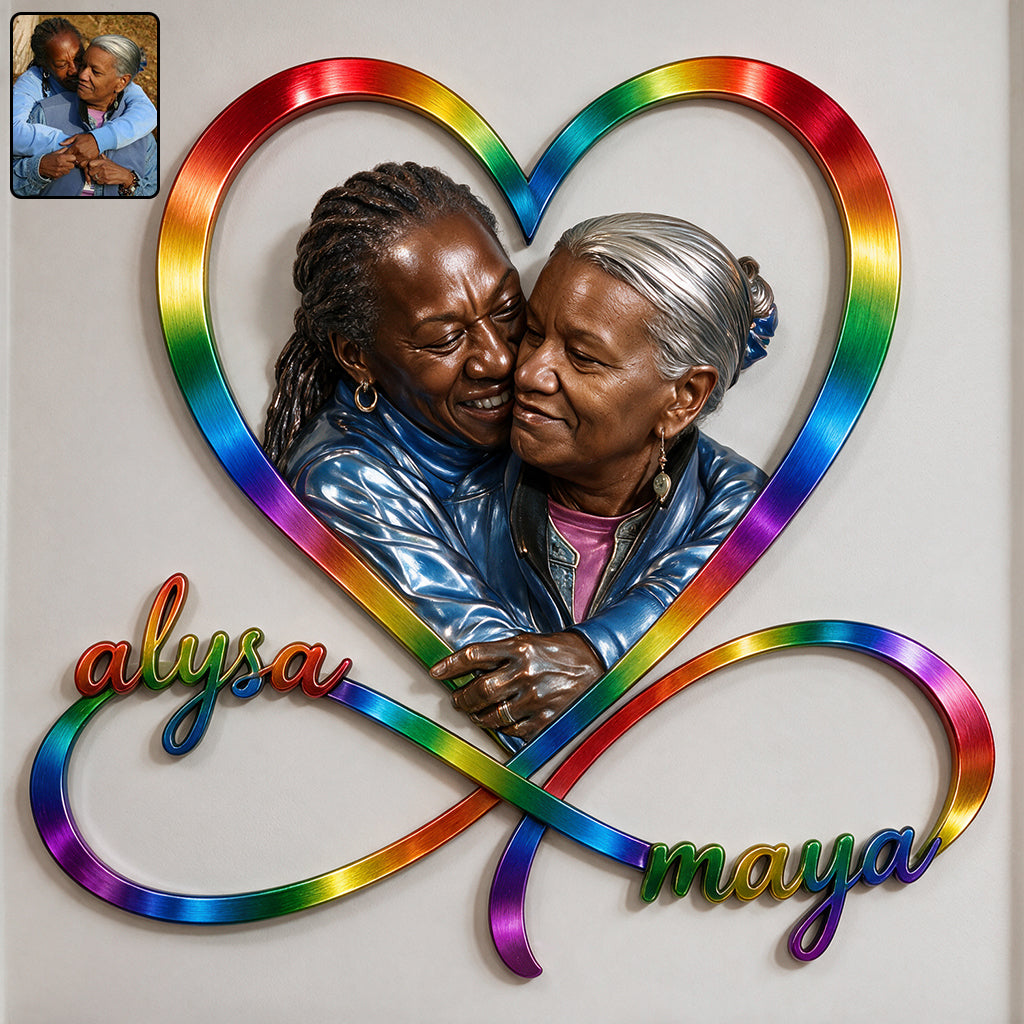 L'amour est l'amour - Panneau en métal découpé 3D personnalisé de soutien LGBT