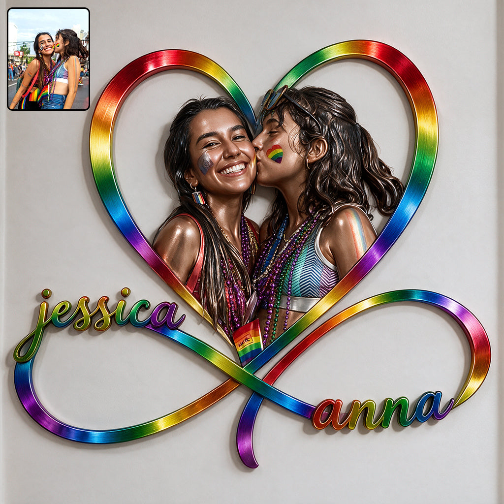 L'amour est l'amour - Panneau en métal découpé 3D personnalisé de soutien LGBT