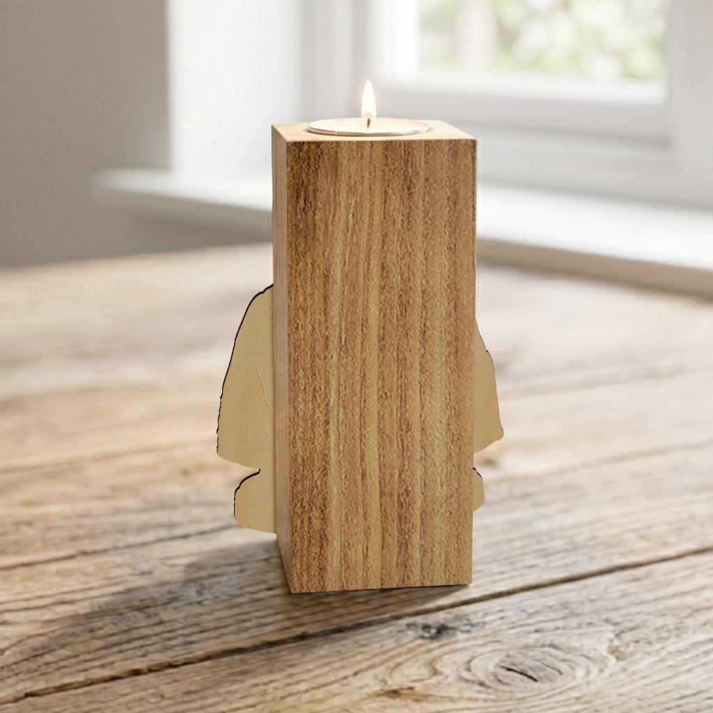 Nada Muere, Si Vive En El Corazon - Personalized Memorial Custom Shape Wooden Candle Holder