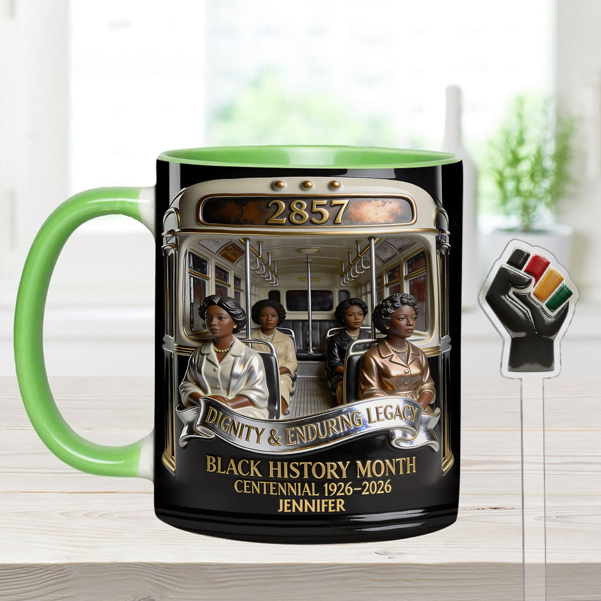 Monat der Schwarzen Geschichte – Personalisierte Tasse mit Acryl-Rührstäbchen