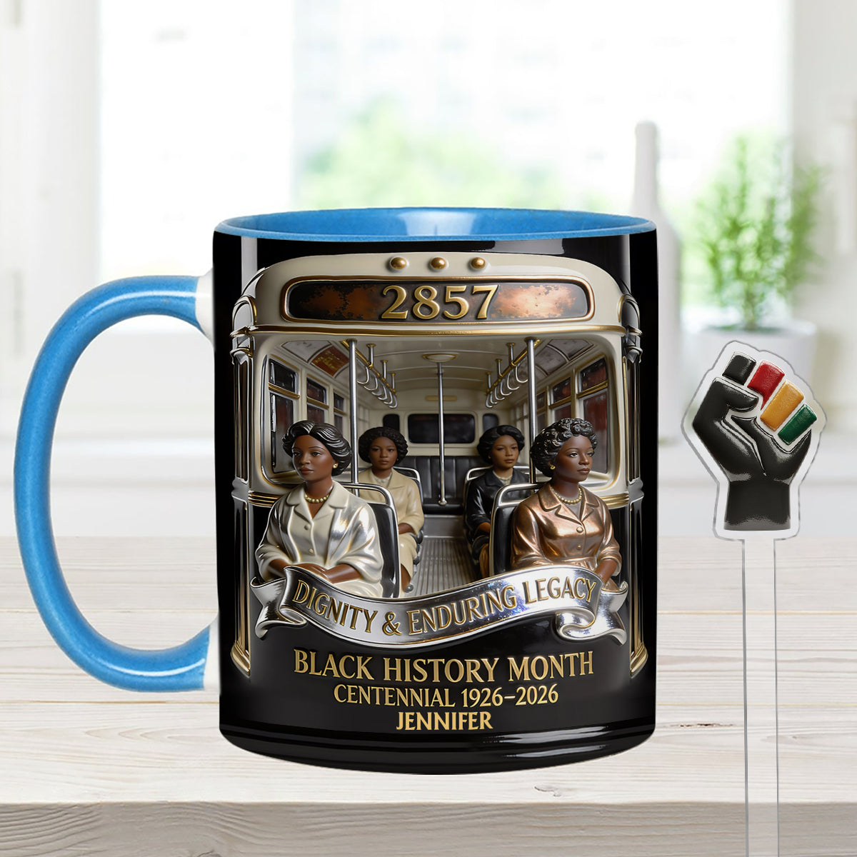 Monat der Schwarzen Geschichte – Personalisierte Tasse mit Acryl-Rührstäbchen