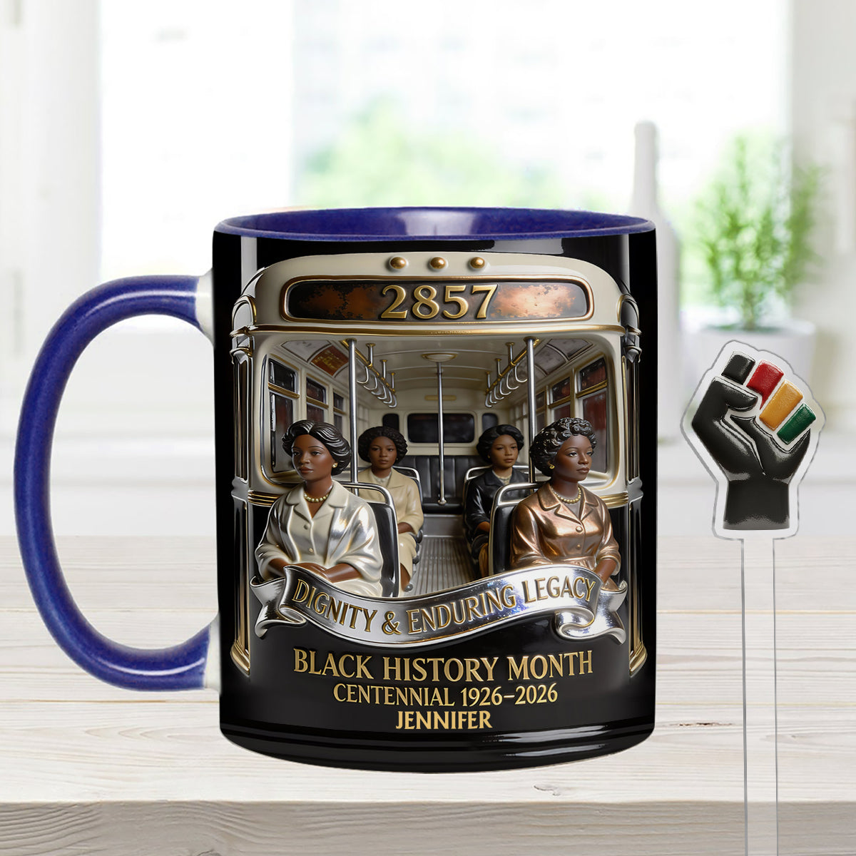 Monat der Schwarzen Geschichte – Personalisierte Tasse mit Acryl-Rührstäbchen