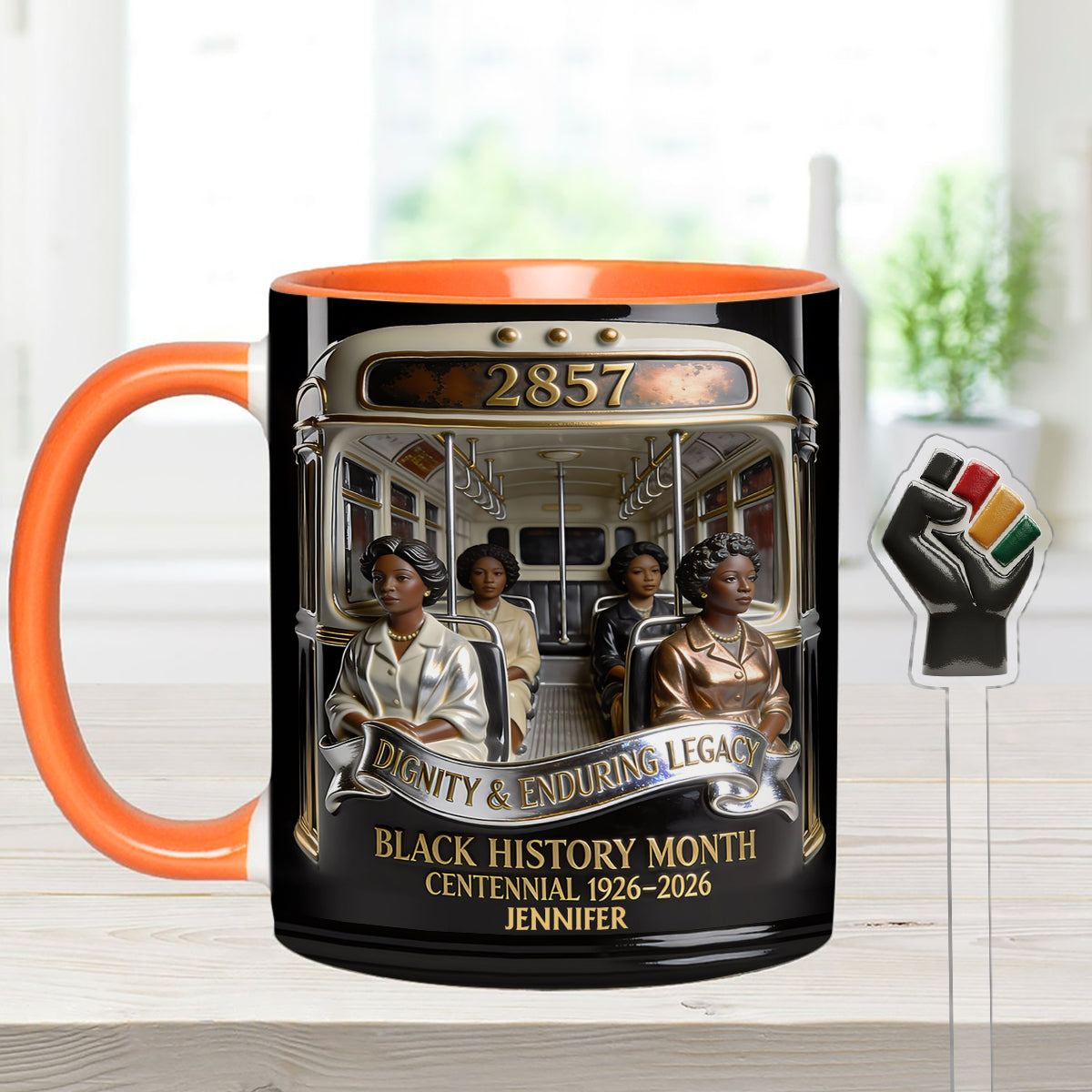 Monat der Schwarzen Geschichte – Personalisierte Tasse mit Acryl-Rührstäbchen