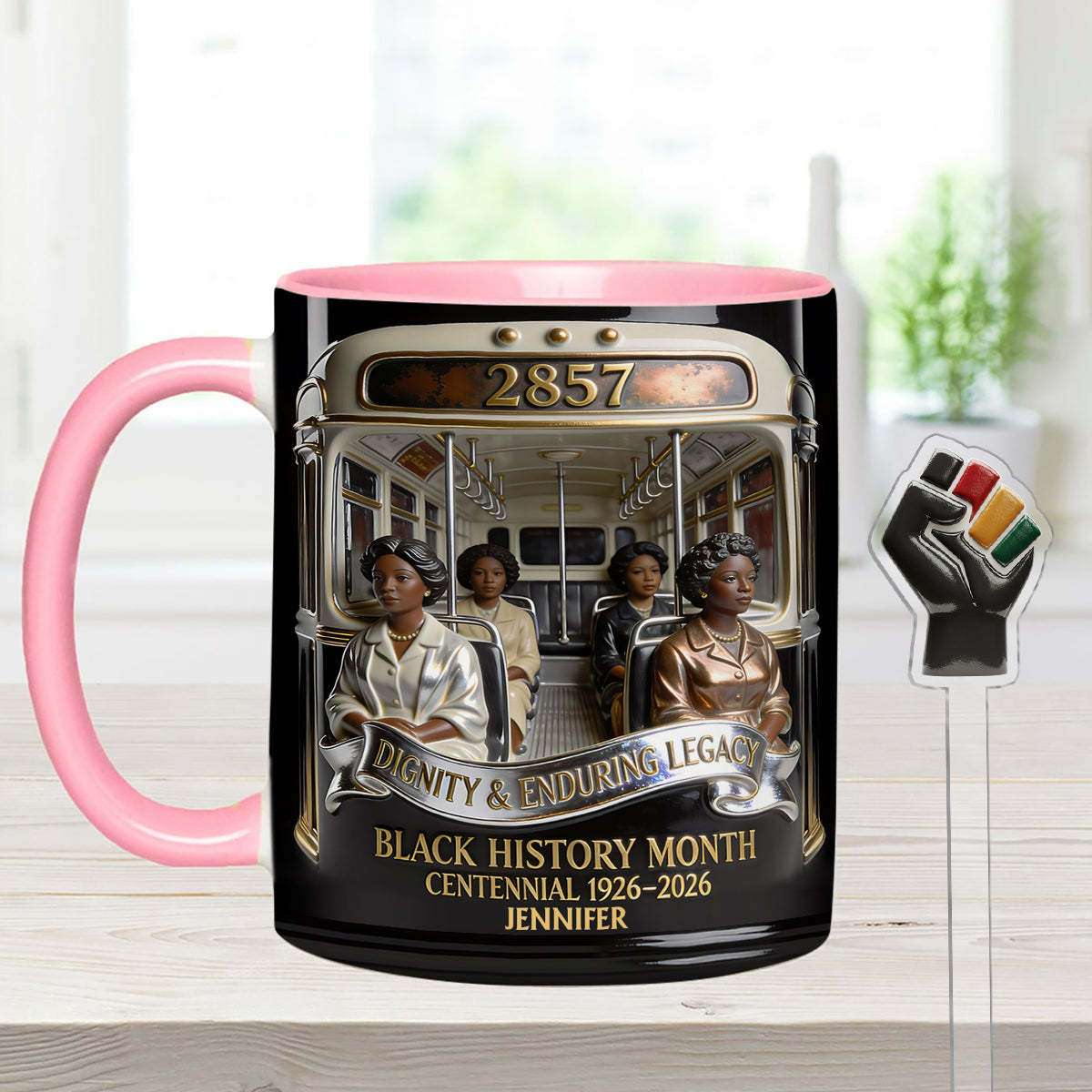 Monat der Schwarzen Geschichte – Personalisierte Tasse mit Acryl-Rührstäbchen