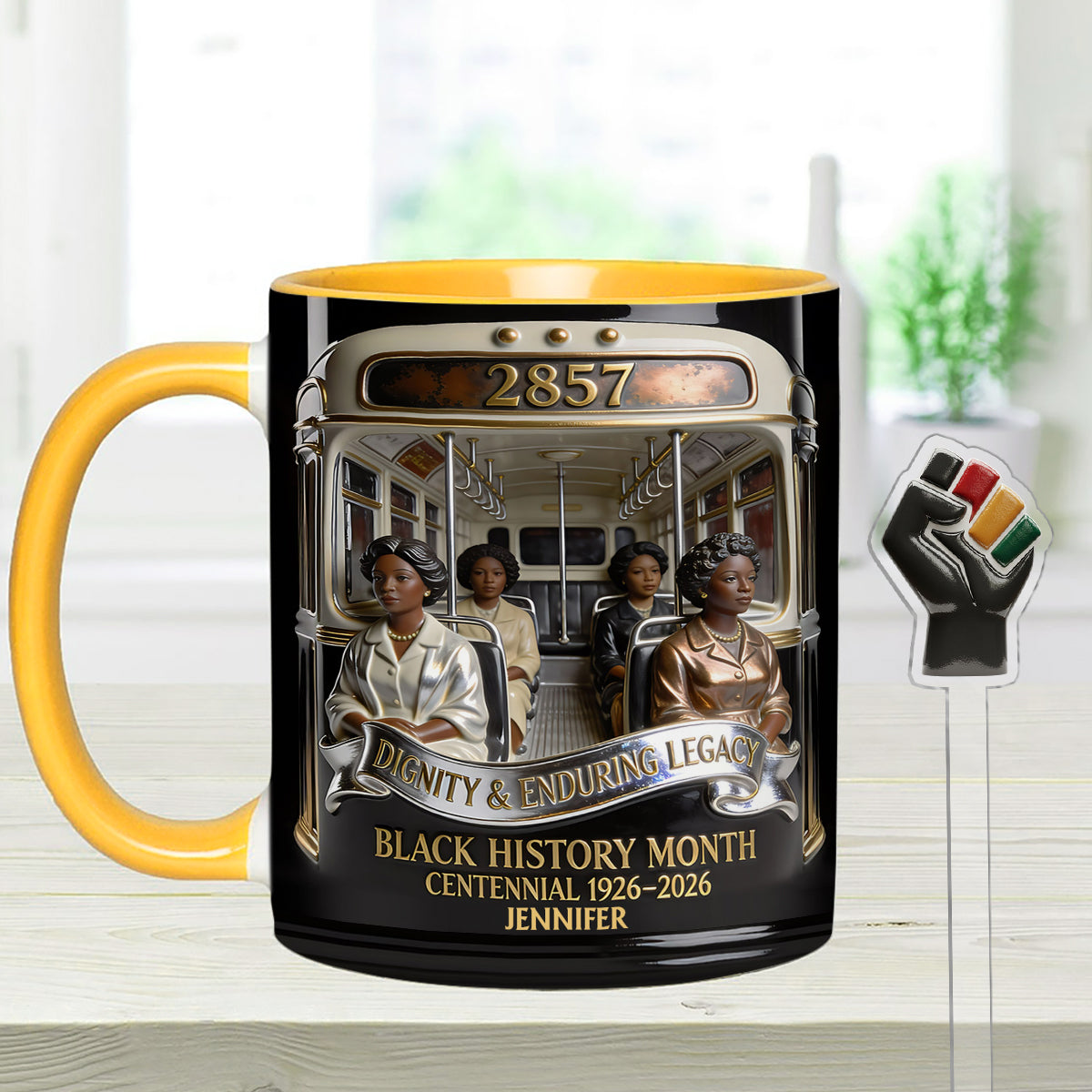 Monat der Schwarzen Geschichte – Personalisierte Tasse mit Acryl-Rührstäbchen
