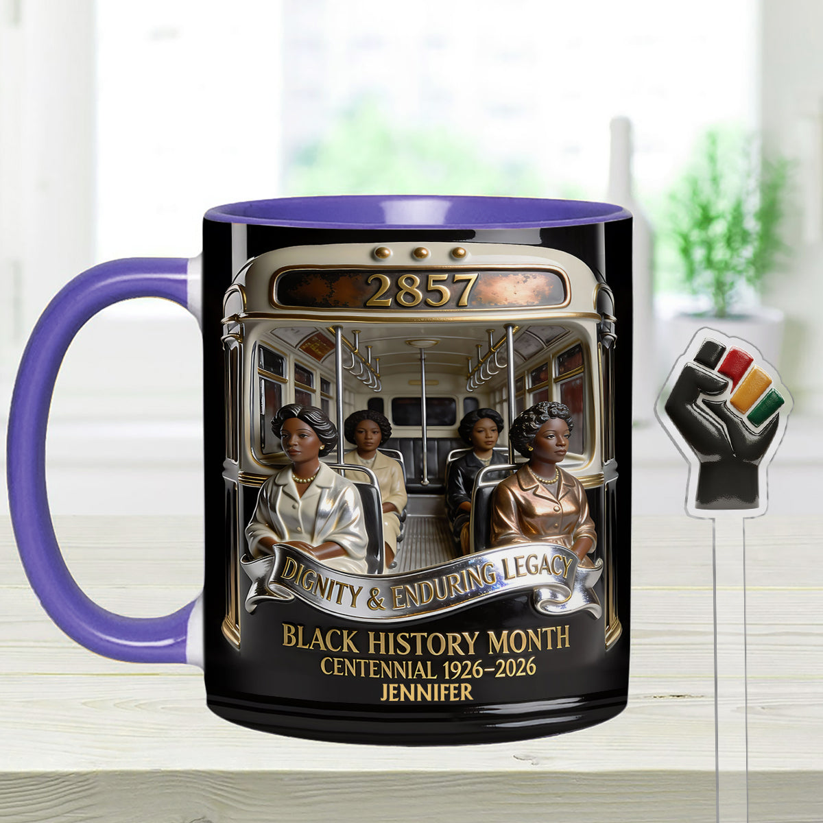 Monat der Schwarzen Geschichte – Personalisierte Tasse mit Acryl-Rührstäbchen