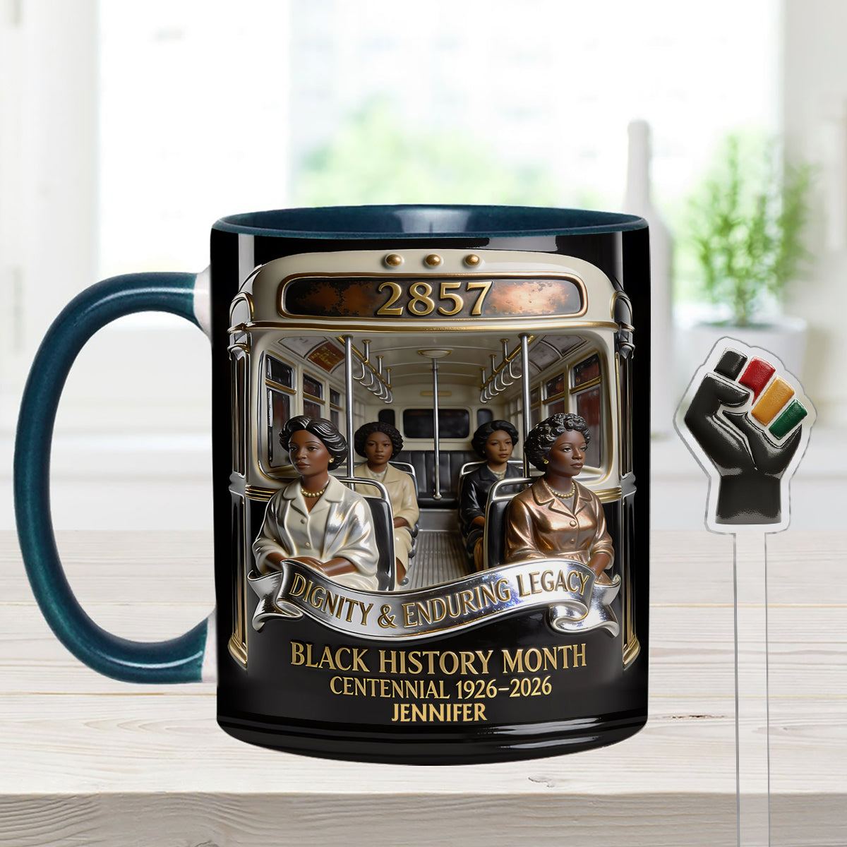 Monat der Schwarzen Geschichte – Personalisierte Tasse mit Acryl-Rührstäbchen