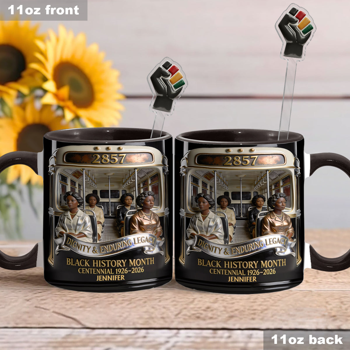 Monat der Schwarzen Geschichte – Personalisierte Tasse mit Acryl-Rührstäbchen