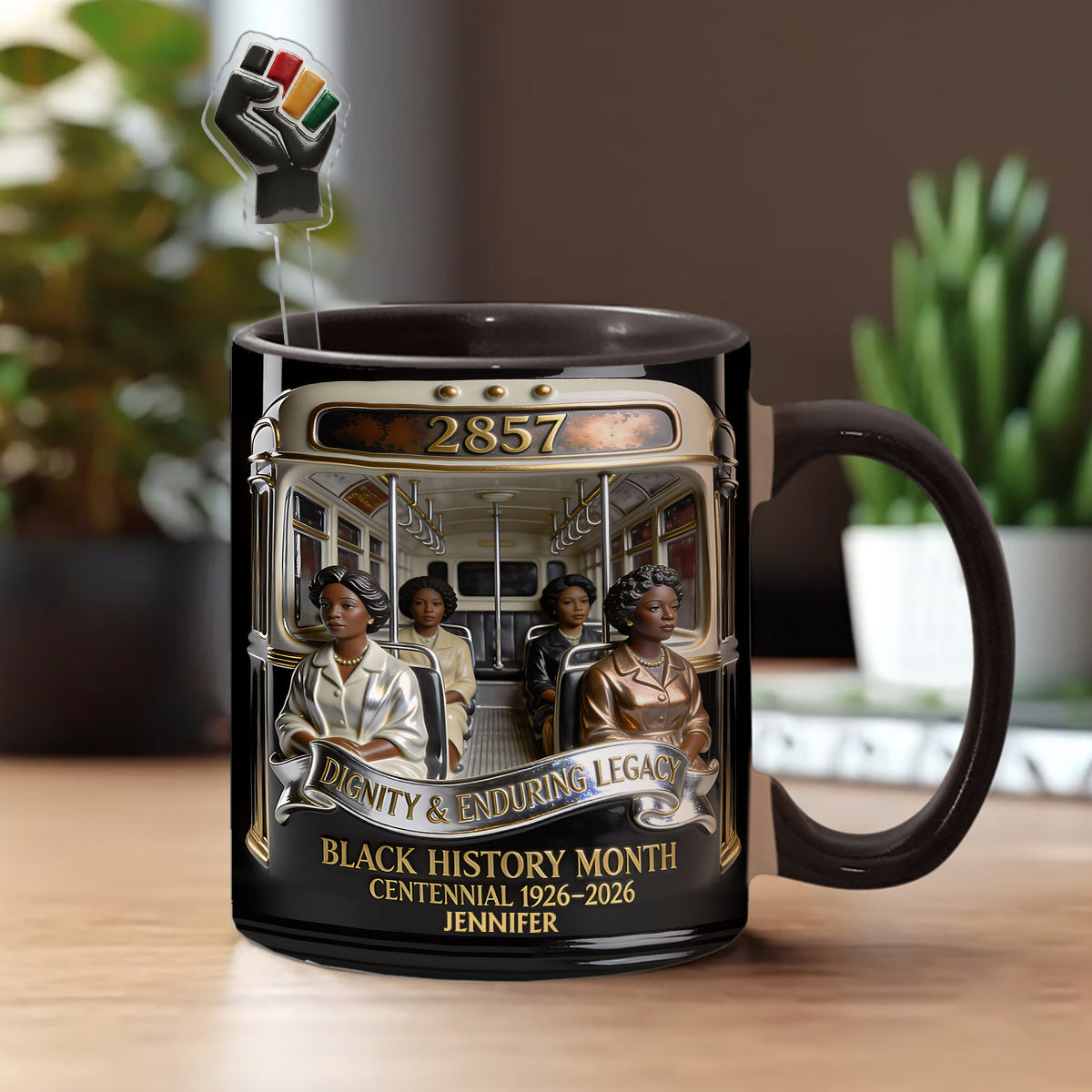 Monat der Schwarzen Geschichte – Personalisierte Tasse mit Acryl-Rührstäbchen