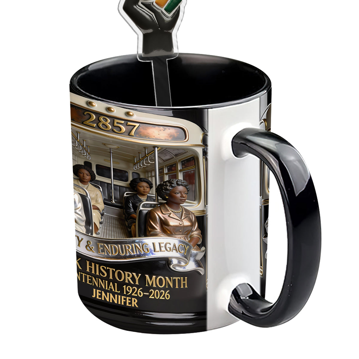 Monat der Schwarzen Geschichte – Personalisierte Tasse mit Acryl-Rührstäbchen
