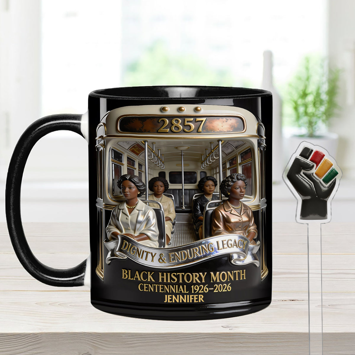 Monat der Schwarzen Geschichte – Personalisierte Tasse mit Acryl-Rührstäbchen
