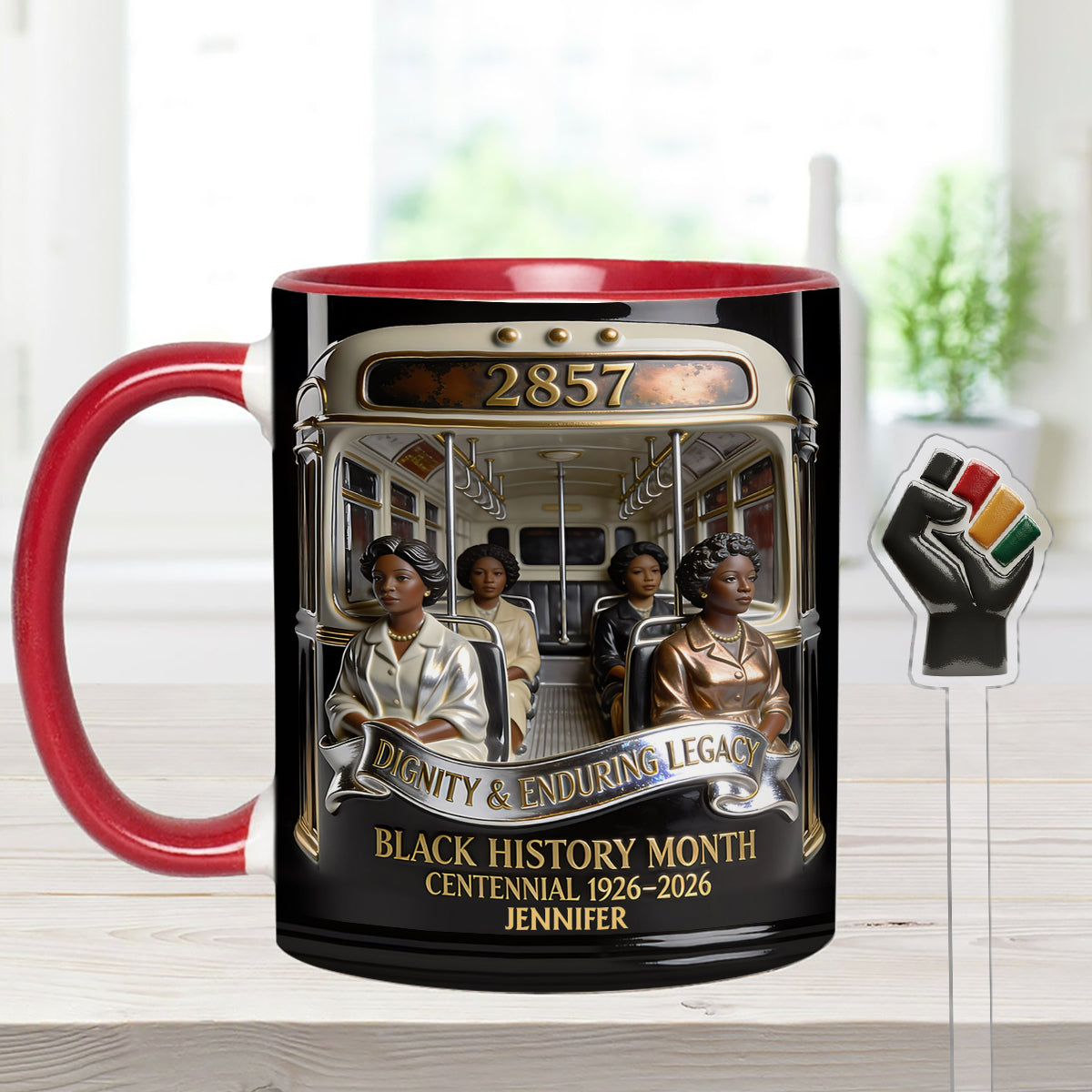 Monat der Schwarzen Geschichte – Personalisierte Tasse mit Acryl-Rührstäbchen