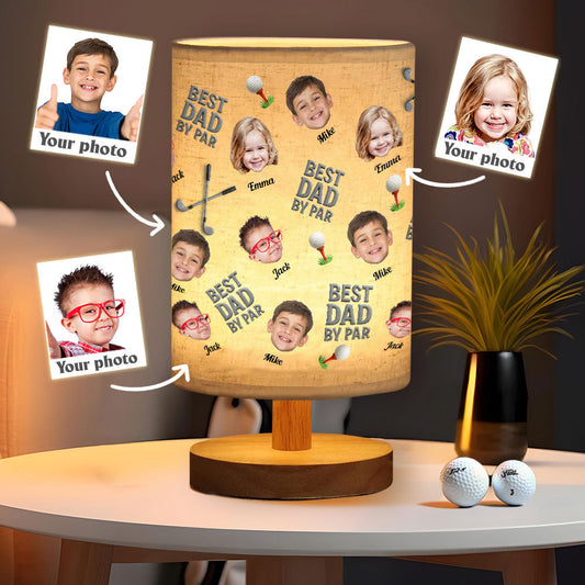 Best Dad By Par - Personalized Golf Table Lamp with Wood Base